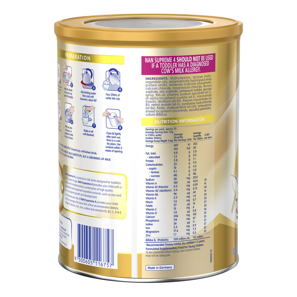 NESTLE NAN SUPREME 4, Toddler 2+ Years Milk Formula, 800g