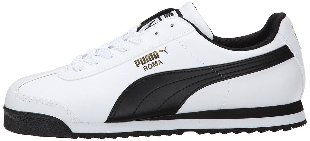 PUMA Men's Roma Basic Fashion Sneaker, White/Black Leather - 9.5 D(M) US