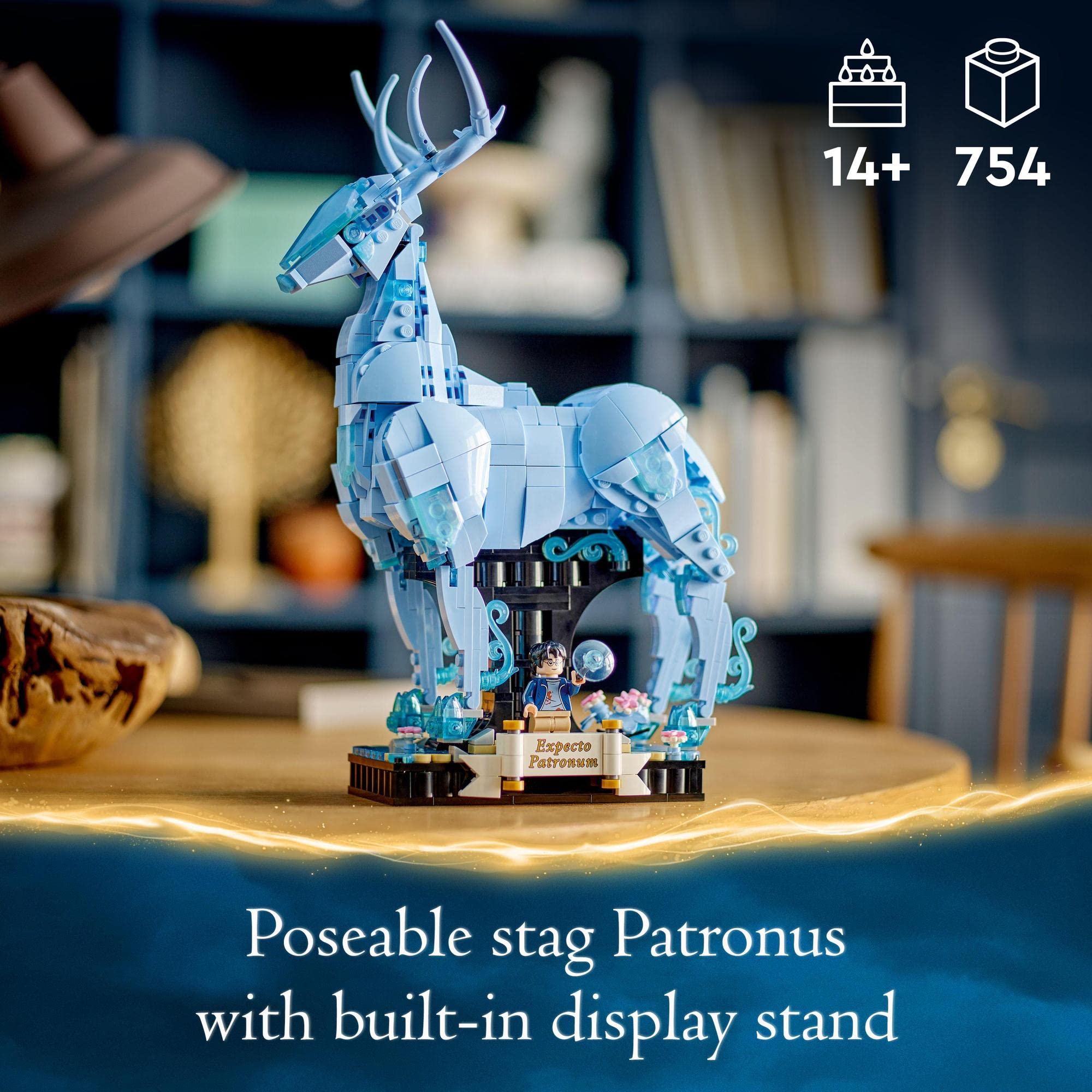 LEGO® Harry Potter™ Expecto Patronum 76414 Building Toy Set, Build Stag and Wolf Animal Figures, Build-Rebuild-and-Display Model