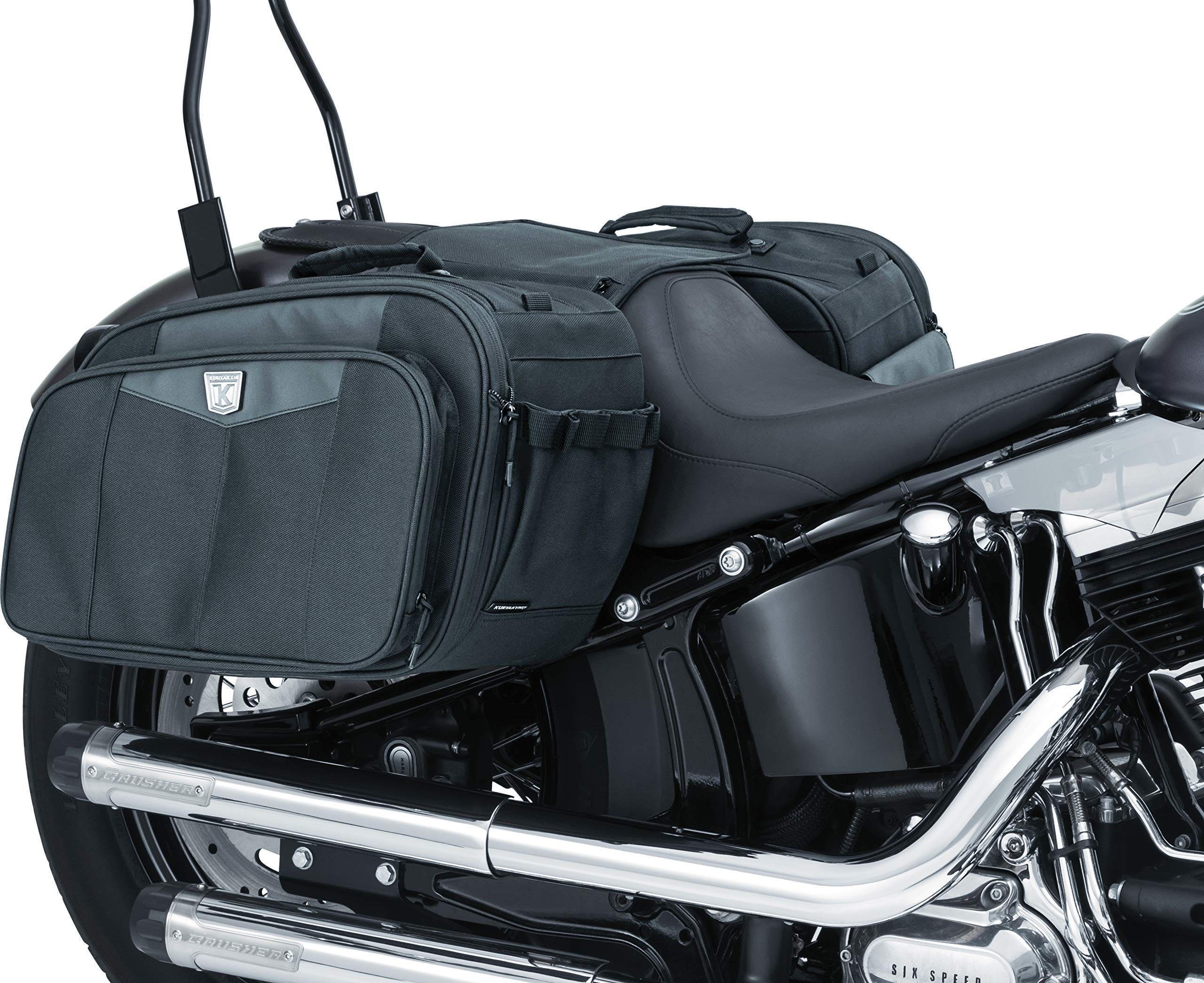 Kuryakyn 5209 Momentum Outrider Expandable Motorcycle Travel Luggage: Weather Resistant Throw-Over Saddlebags, Black