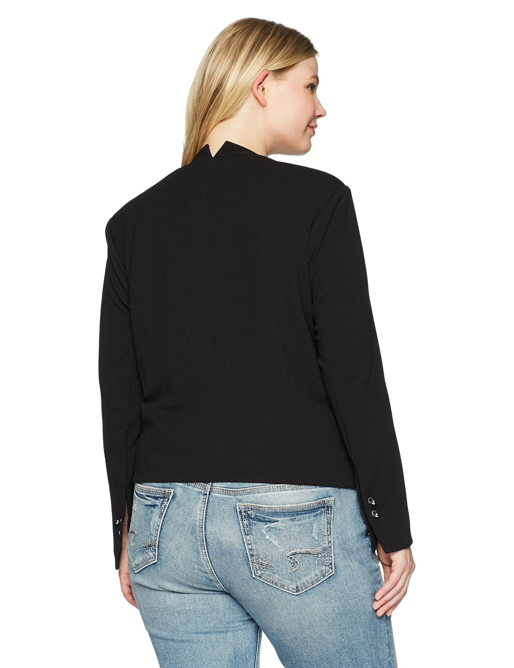 Rebel Wilson X Angels Women's Plus Size Open Blazer, Black, 0X