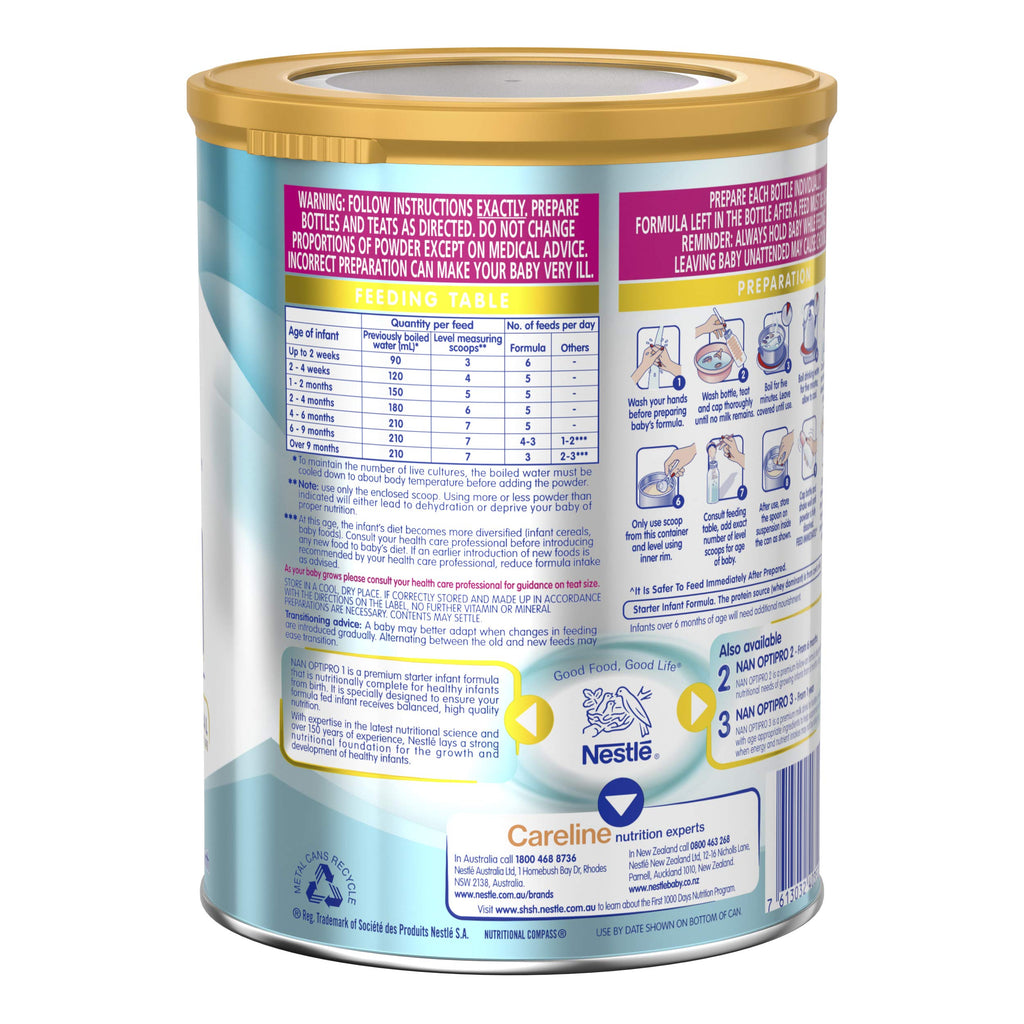 NESTLE NAN OPTIPRO 1, Starter 0-6 Months Baby Formula Powder, 800g