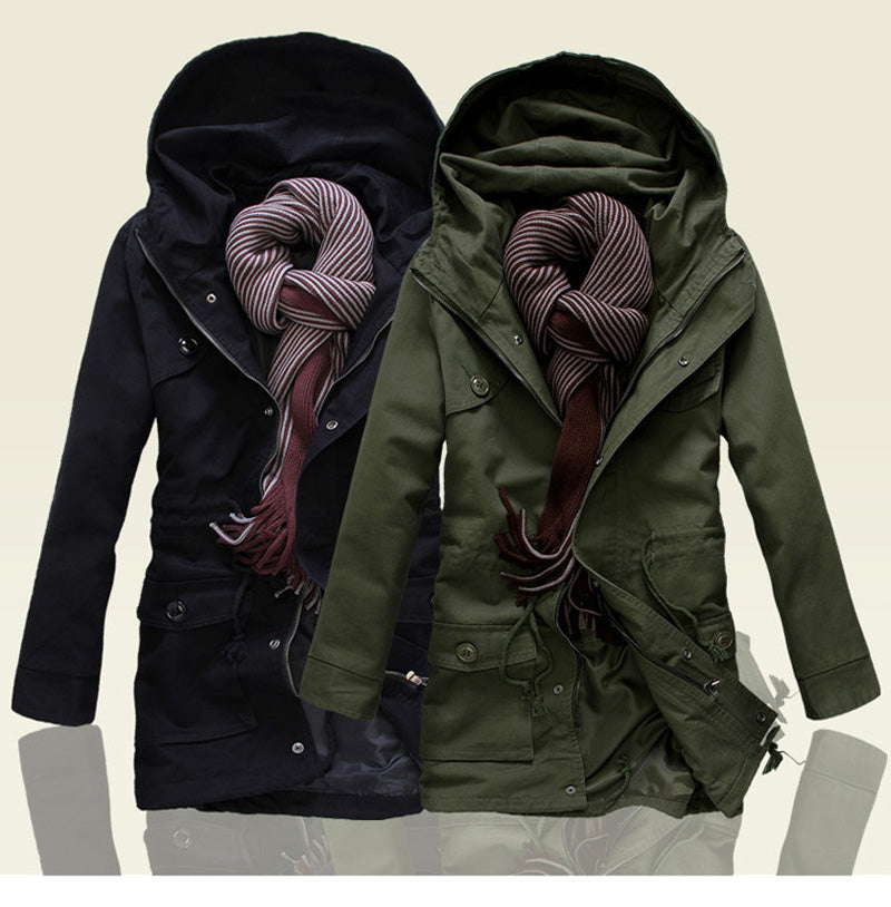 2019 new arrivel spring and autumn high quality leisure fashion men long hooded trench coat