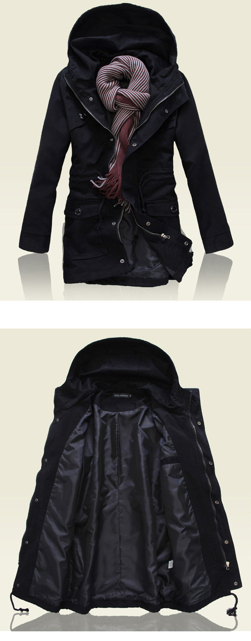 2019 new arrivel spring and autumn high quality leisure fashion men long hooded trench coat