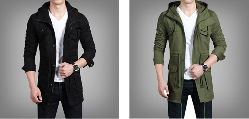 2019 new arrivel spring and autumn high quality leisure fashion men long hooded trench coat