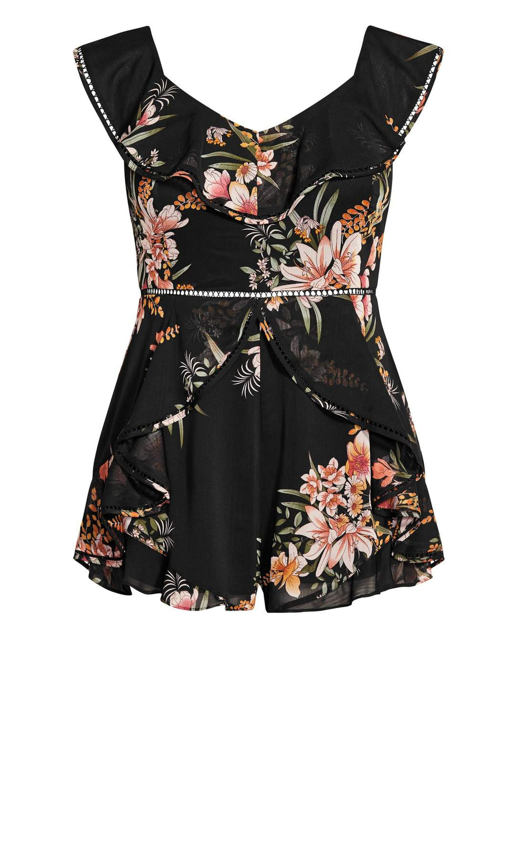 Sweet Floral Playsuit - black