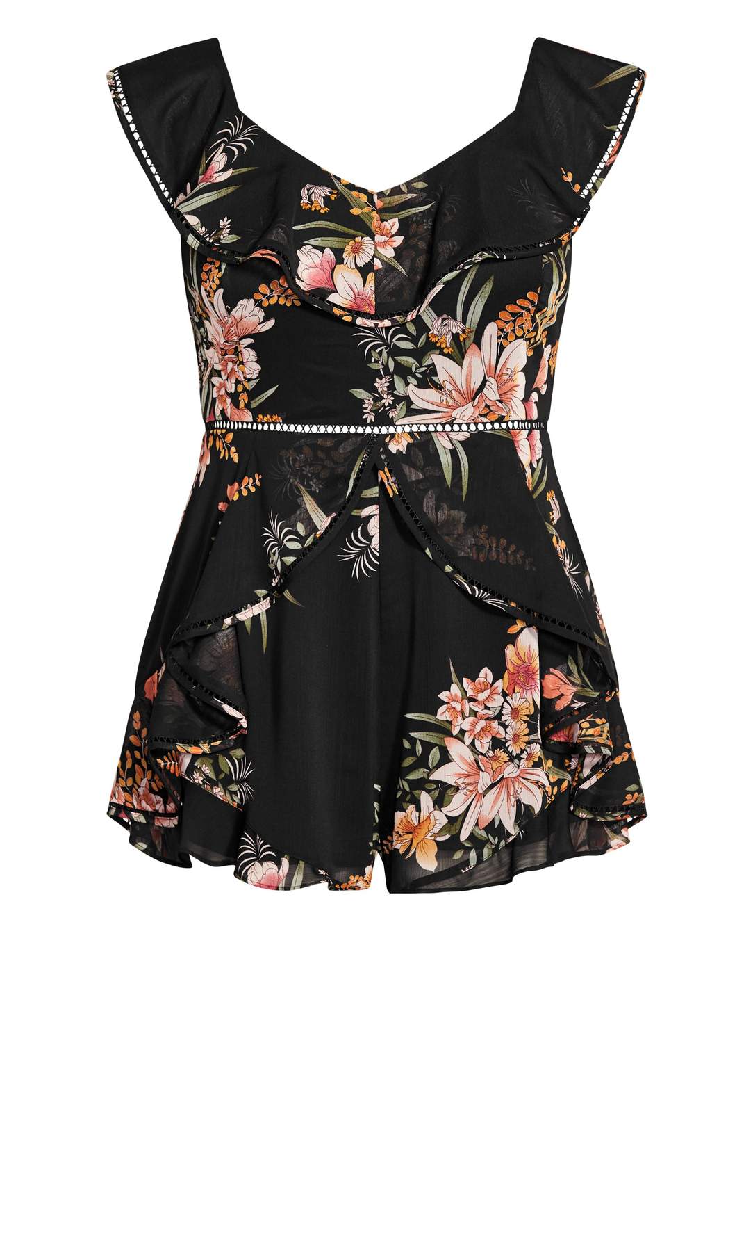 Sweet Floral Playsuit - black