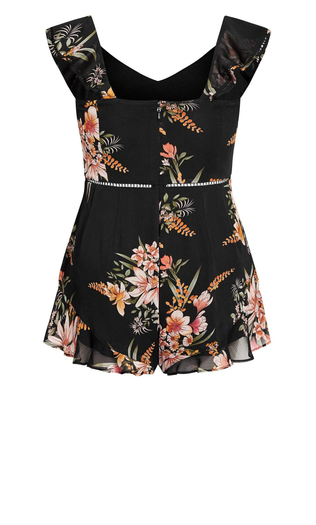 Sweet Floral Playsuit - black