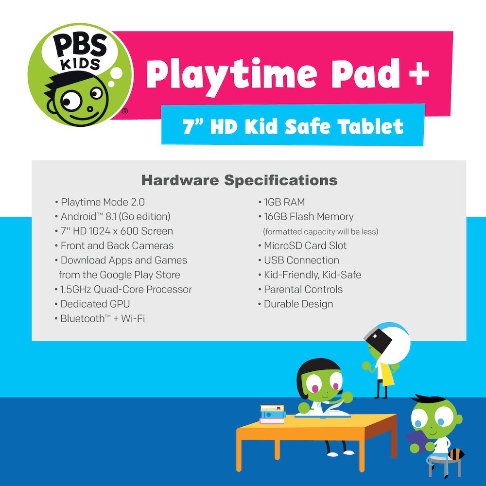 PBS KIDS Playtime Pad+ 7" HD Kid-Safe Tablet + Live TV (PBSKD7001) - Walmart.com