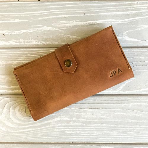 Classic Minimalist wallet women | Cognac leather wallet | Woman leather wallet | Woman wallet | Long leather wallet | 3rd anniversary gift