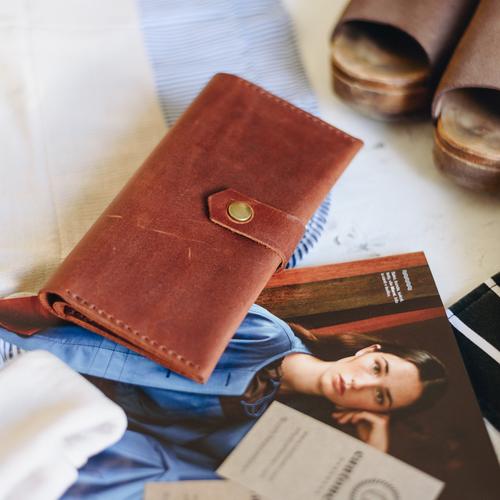 Classic Minimalist wallet women | Cognac leather wallet | Woman leather wallet | Woman wallet | Long leather wallet | 3rd anniversary gift