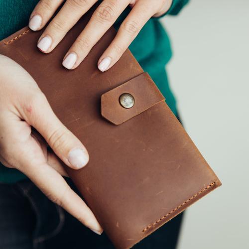 Classic Minimalist wallet women | Cognac leather wallet | Woman leather wallet | Woman wallet | Long leather wallet | 3rd anniversary gift