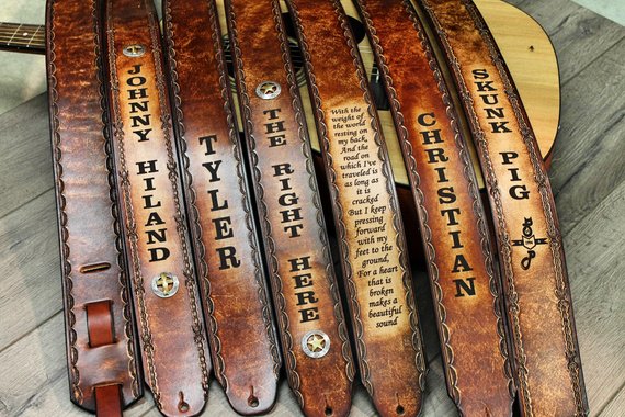 Personalized GUITAR STRAP, Leather Guitar Strap, guitar straps, Made in the USA